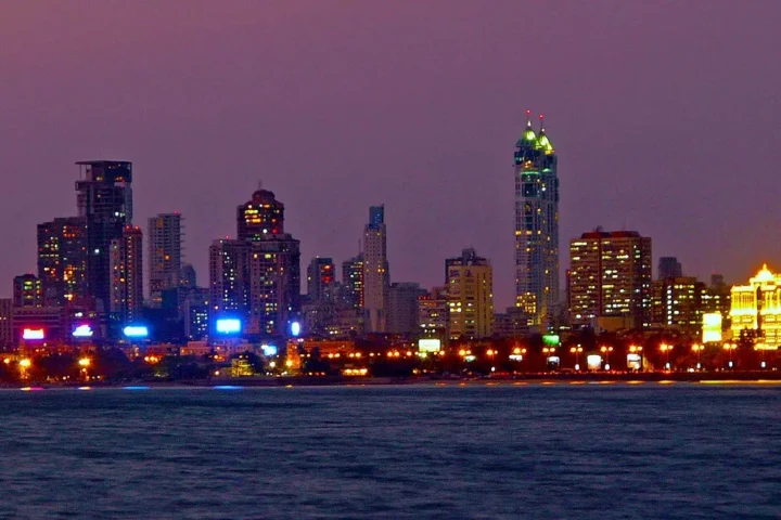 Skyline of Mumbai from across Back Bay.