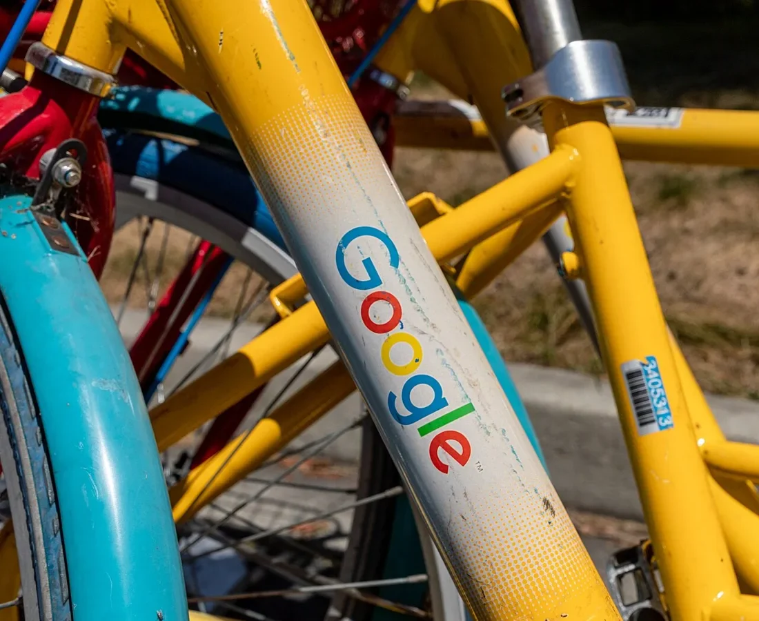 Google bikes on Charleston Road, Mountain View, California, USA