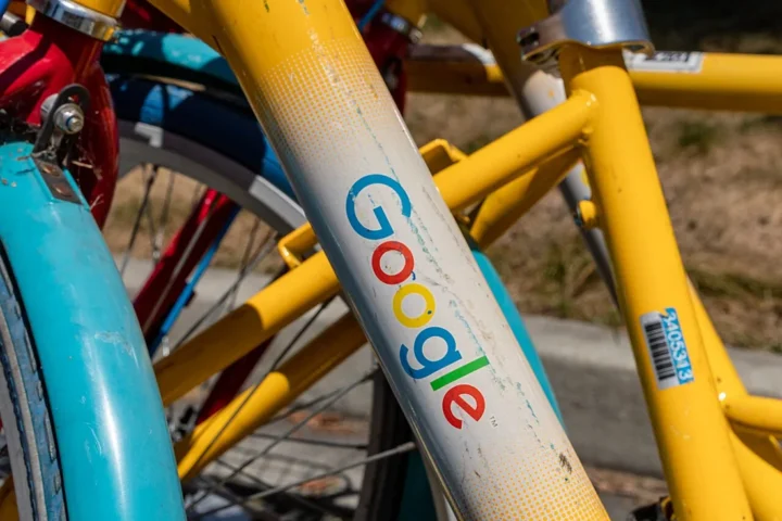 Google bikes on Charleston Road, Mountain View, California, USA