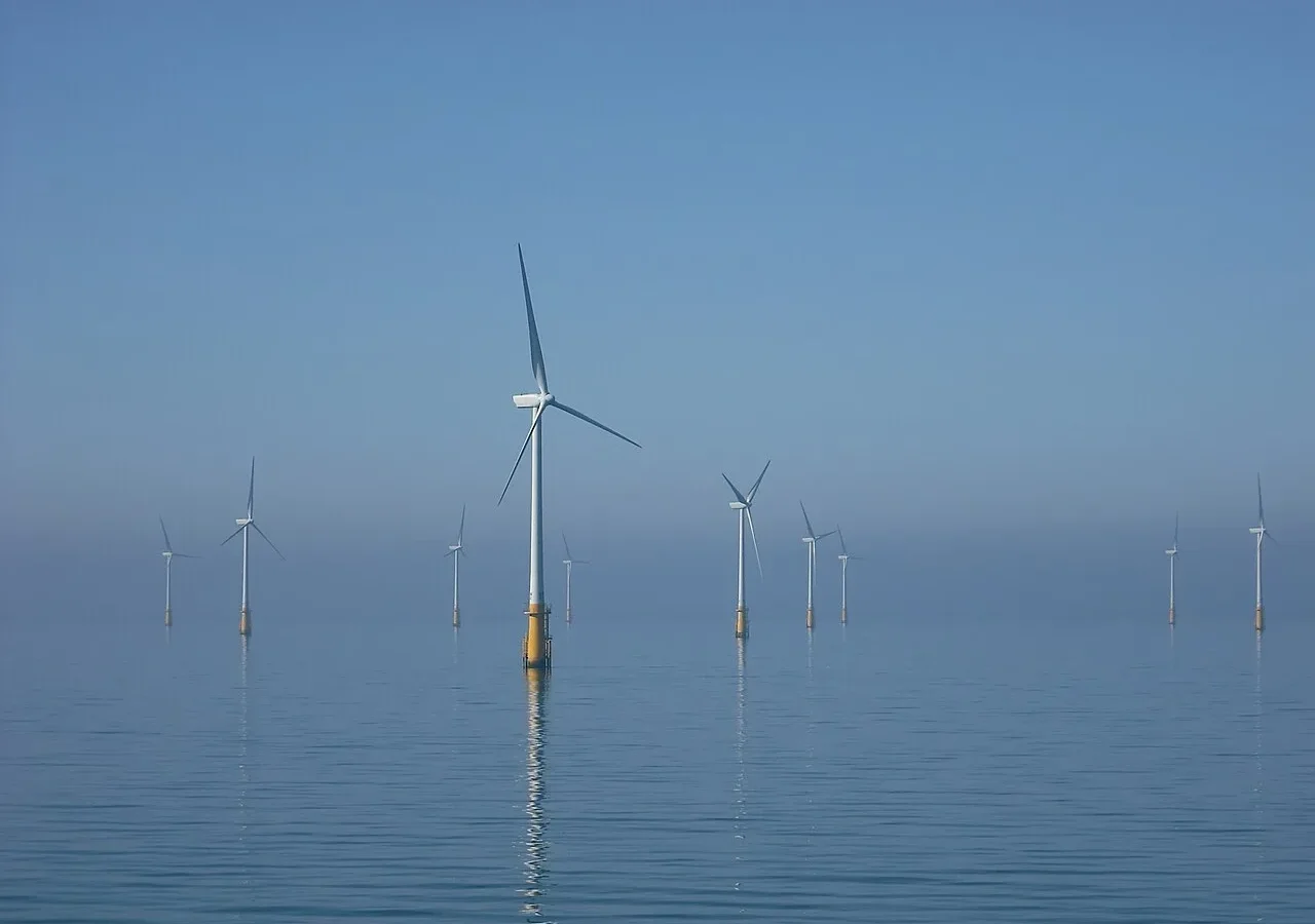 Offshore wind turbines at Barrow Offshore Wind Farm off Walney Island in the Irish Sea
Unusually good weather for April!