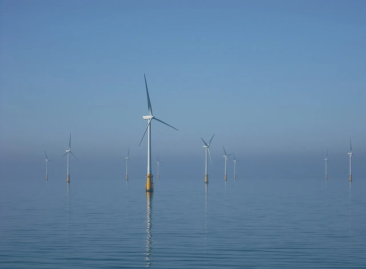 Offshore wind turbines at Barrow Offshore Wind Farm off Walney Island in the Irish Sea
Unusually good weather for April!