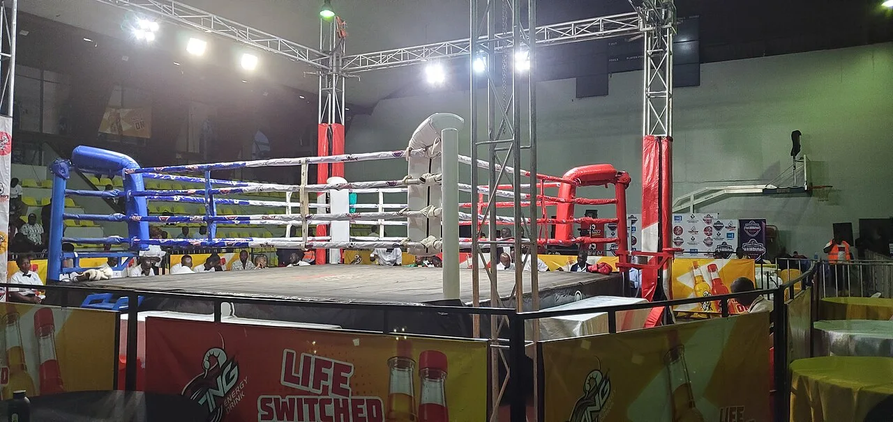 Set-up of a boxing Ring at MTN Arena Lugogo on Games day 25th May 2024