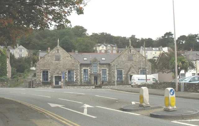 The old Garth Road British School This school was built in 1848. Plaques on the front of the building state that the land was donated by Hon.Col.E.G Douglas Pennant of Penrhyn Castle and that the school was erected to ed